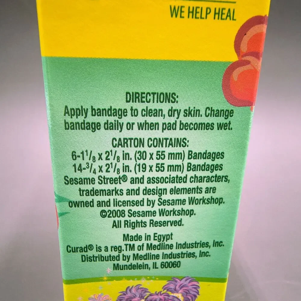 Sesame Street Curad Bandages Assorted Sizes - One Box of 20